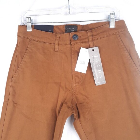 JACHS NEW YORK Pants Straight Fit Chino Mid Rise Mens Copper Brown Casual - Picture 4 of 12